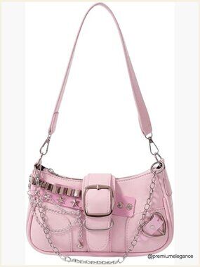 Y2K Star Embroidery Mini Chain Hobo Handbag Purse Crossbody Shoulder Bag
